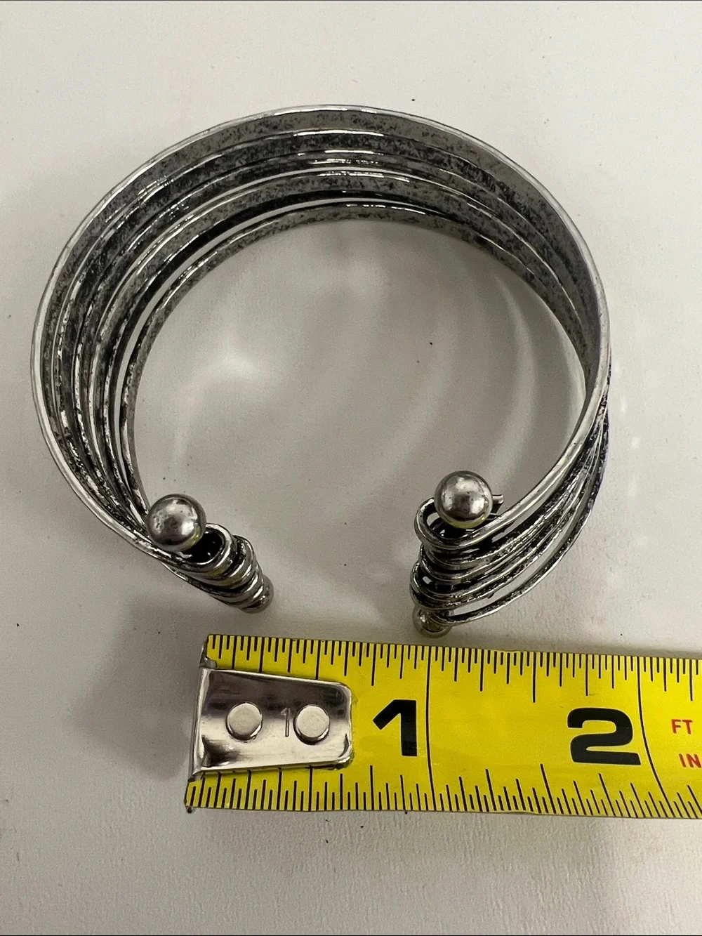 Silver Tone Hammered Multi-Bangle Bracelet Set